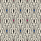 Black and ivory art deco wallpaper with optical geometric lattice pattern for a Gatsby statement wall
