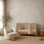 Peel and stick limewash wallpaper in warm greige tones bringing quiet luxury to any accent wall