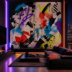 Step-by-step peel and stick wallpaper installation guide for graffiti mural wall decor application