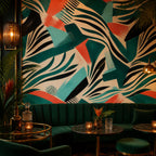 Step-by-step application graphic for removable coral teal zebra wallpaper installation on a smooth wall