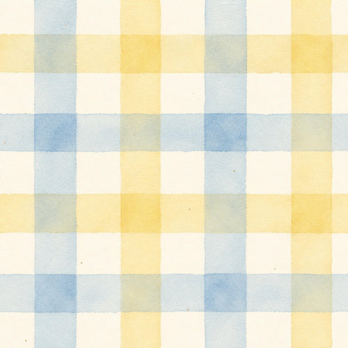 Blue gingham wallpaper with soft watercolor check pattern perfect for a cottage nursery peel and stick wall decor