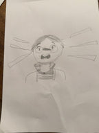 Original pencil drawing by a child ready to upload and transform into personalized kids room wallpaper.
