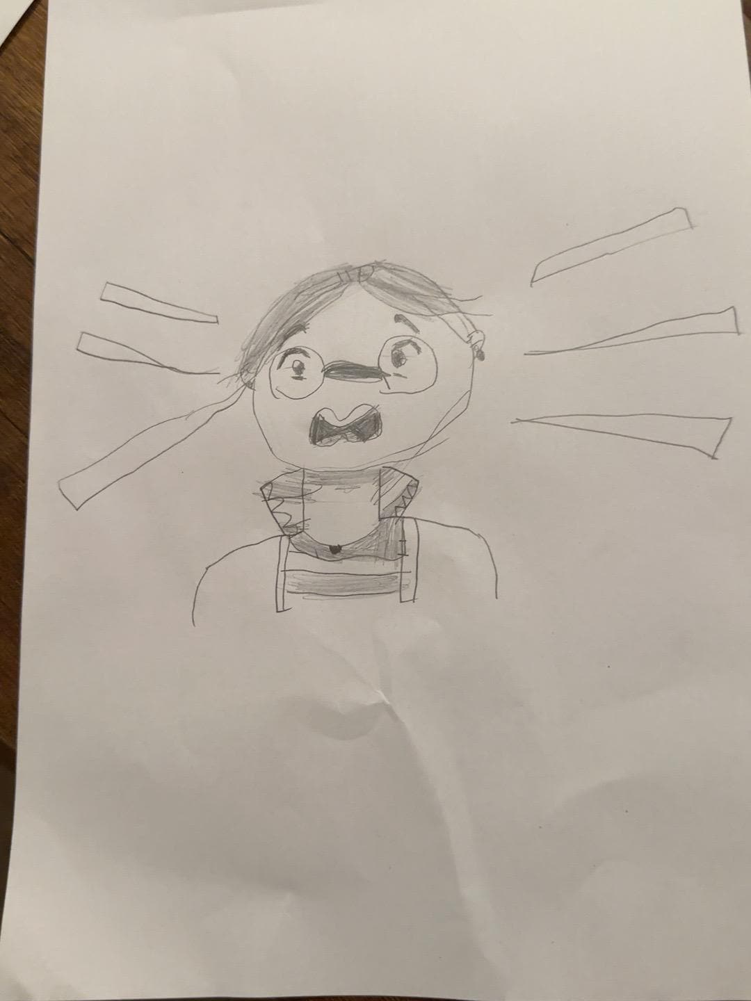 Original pencil drawing by a child ready to upload and transform into personalized kids room wallpaper.