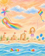 Example of a child's colorful hand drawn artwork professionally adapted into a custom wallpaper mural design