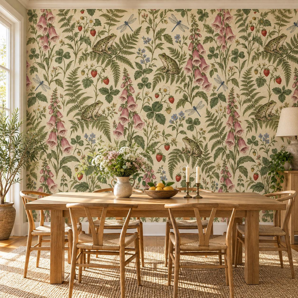 Sage Frog Wallpaper — dining room