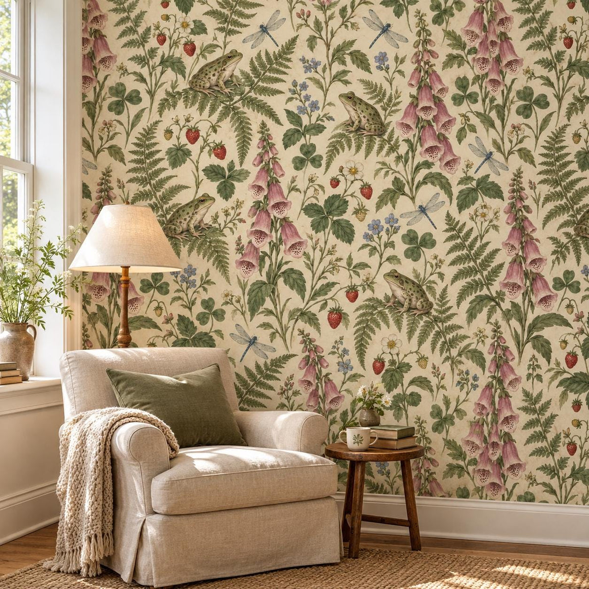 Sage Frog Wallpaper — reading nook