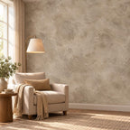 Mushroom Taupe Plaster Wallpaper — reading nook
