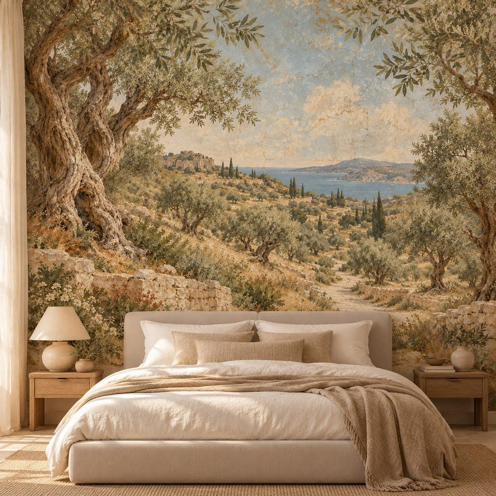 Olive Grove Wallpaper — bedroom