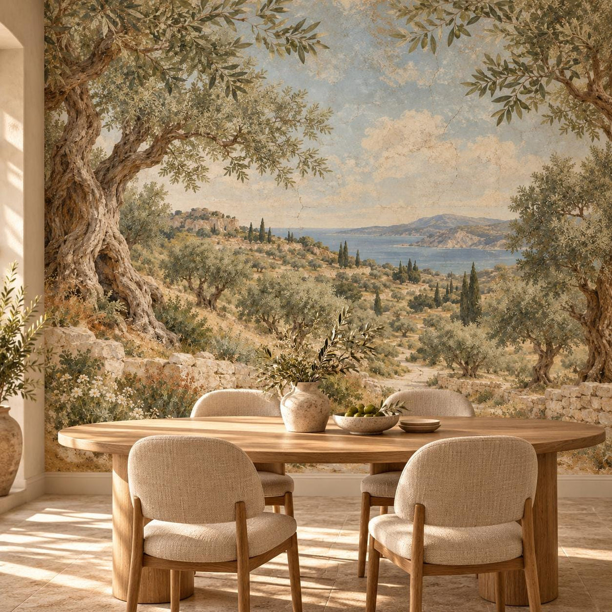 Olive Grove Wallpaper — dining room