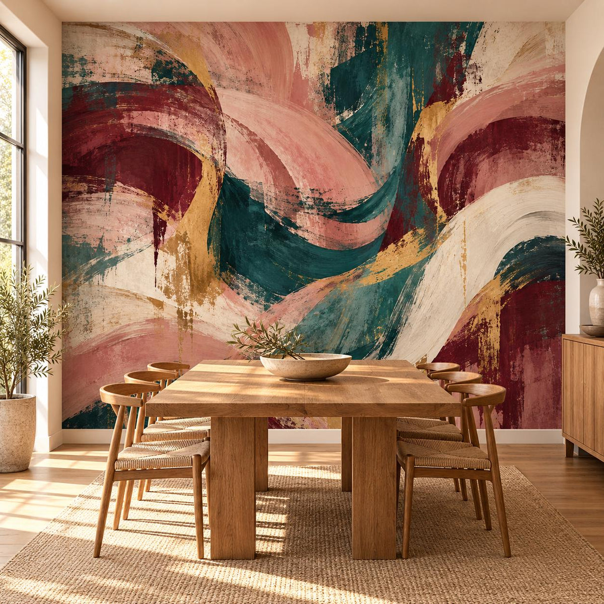 Abstract Maximalist Wallpaper — dining room
