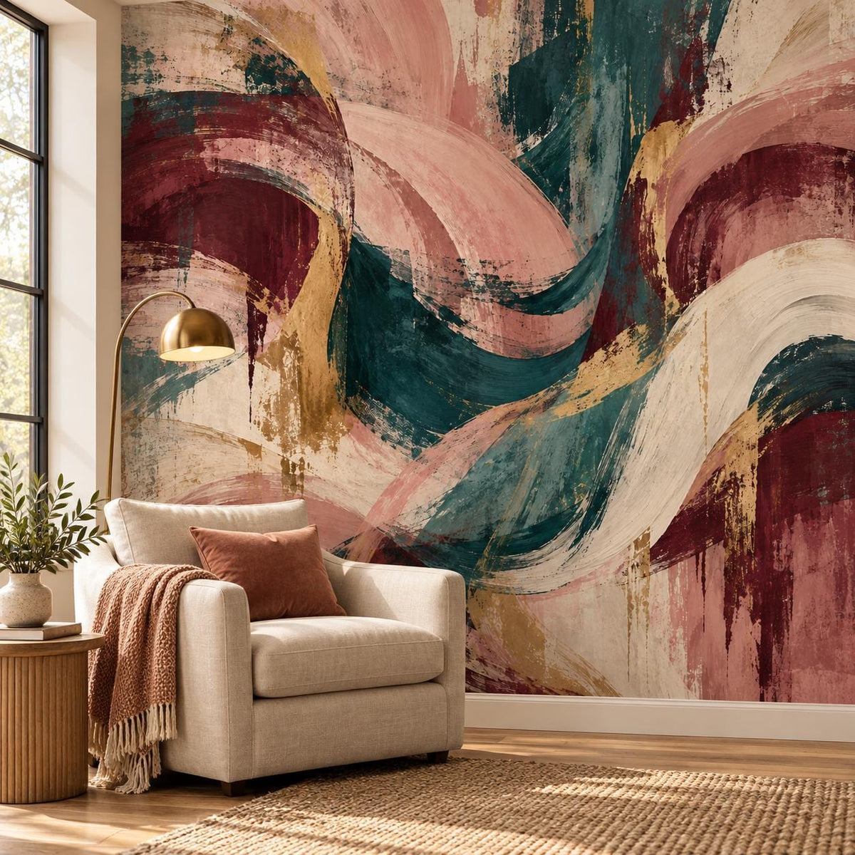 Abstract Maximalist Wallpaper — reading nook