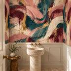 Abstract Maximalist Wallpaper — powder room