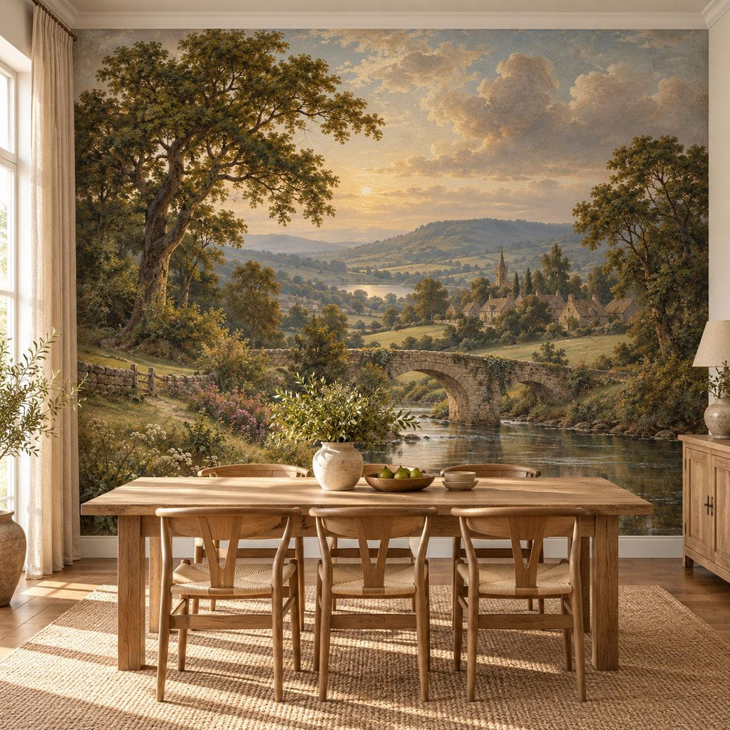English Countryside Wallpaper — dining room