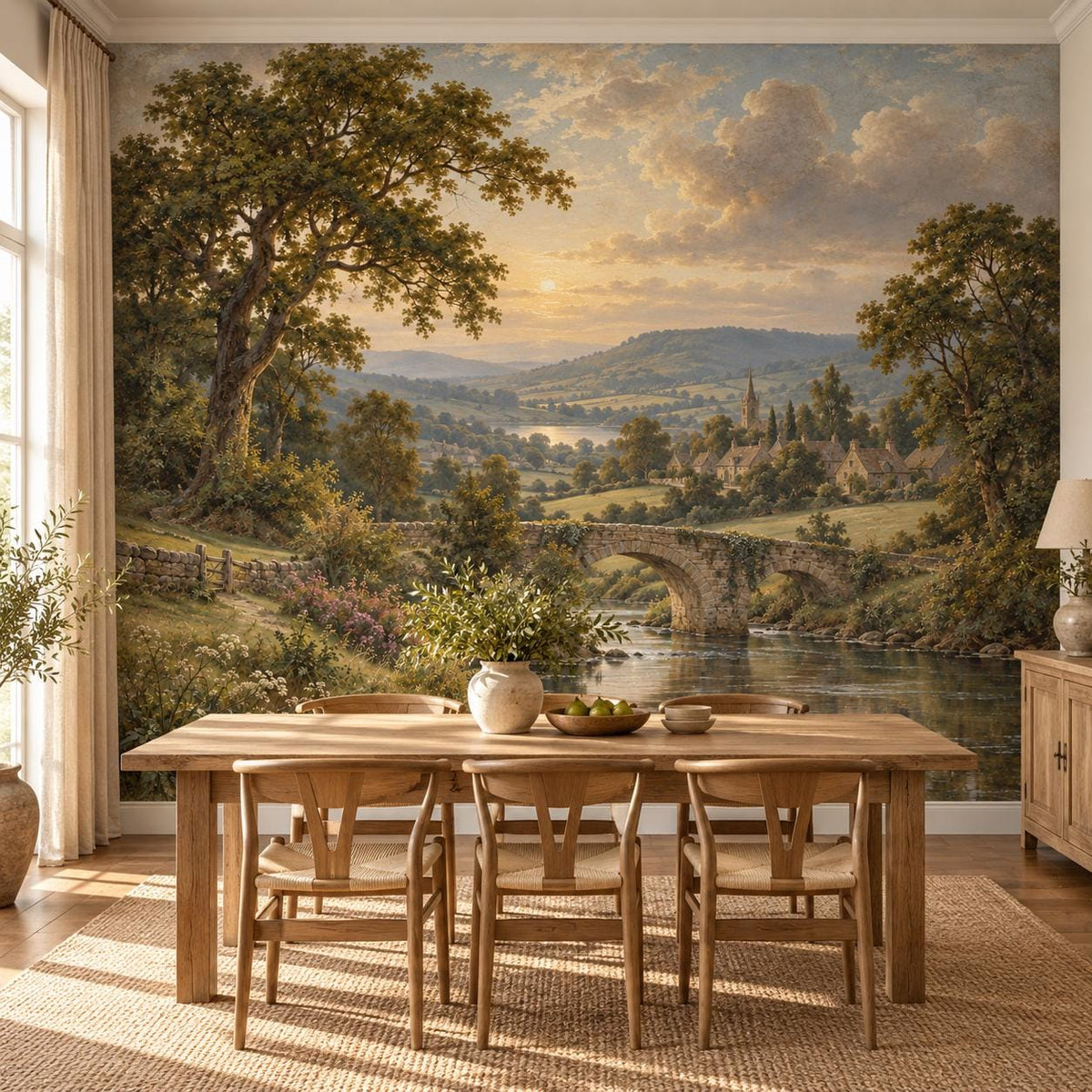 English Countryside Wallpaper — dining room