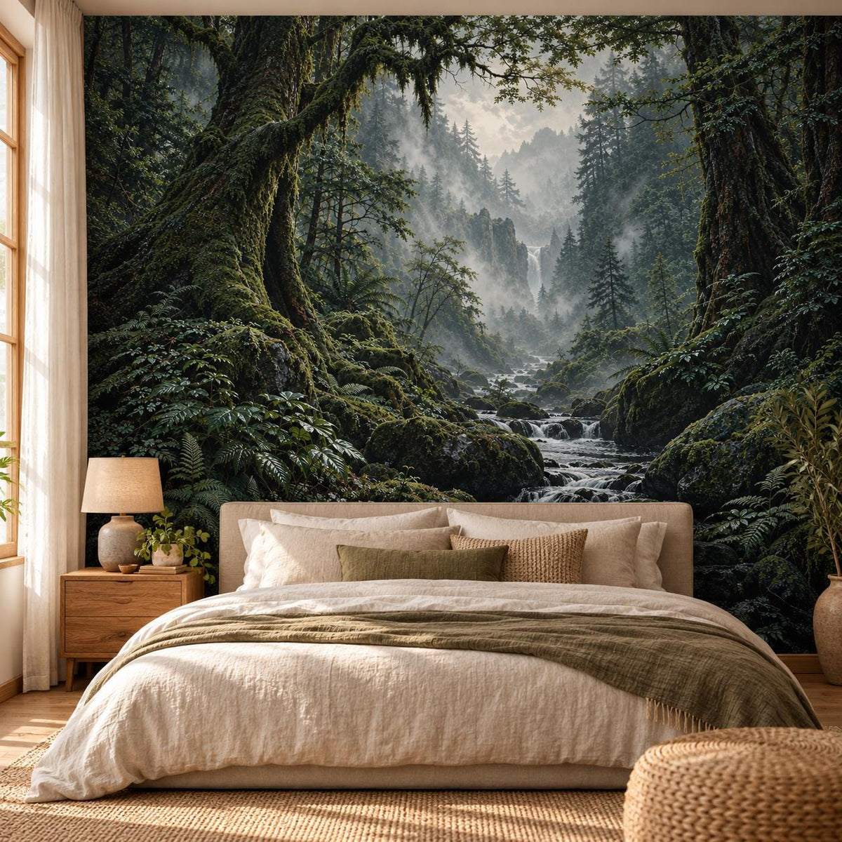 Deep Green Forest Wallpaper — bedroom
