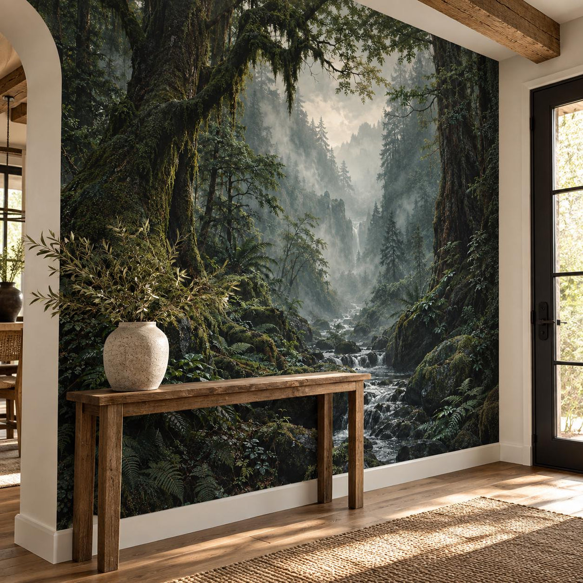 Deep Green Forest Wallpaper — entryway