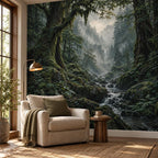 Deep Green Forest Wallpaper — reading nook