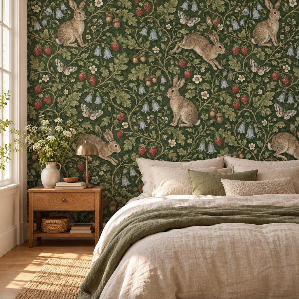 Medieval Rabbit Wallpaper — bedroom