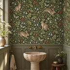 Medieval Rabbit Wallpaper — powder room