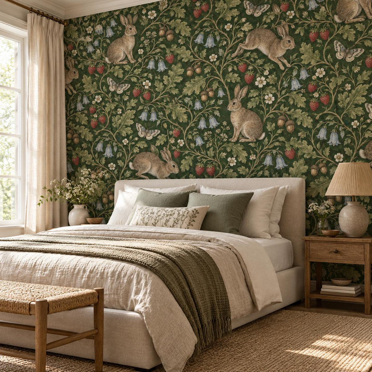 Medieval Rabbit Wallpaper — guest room