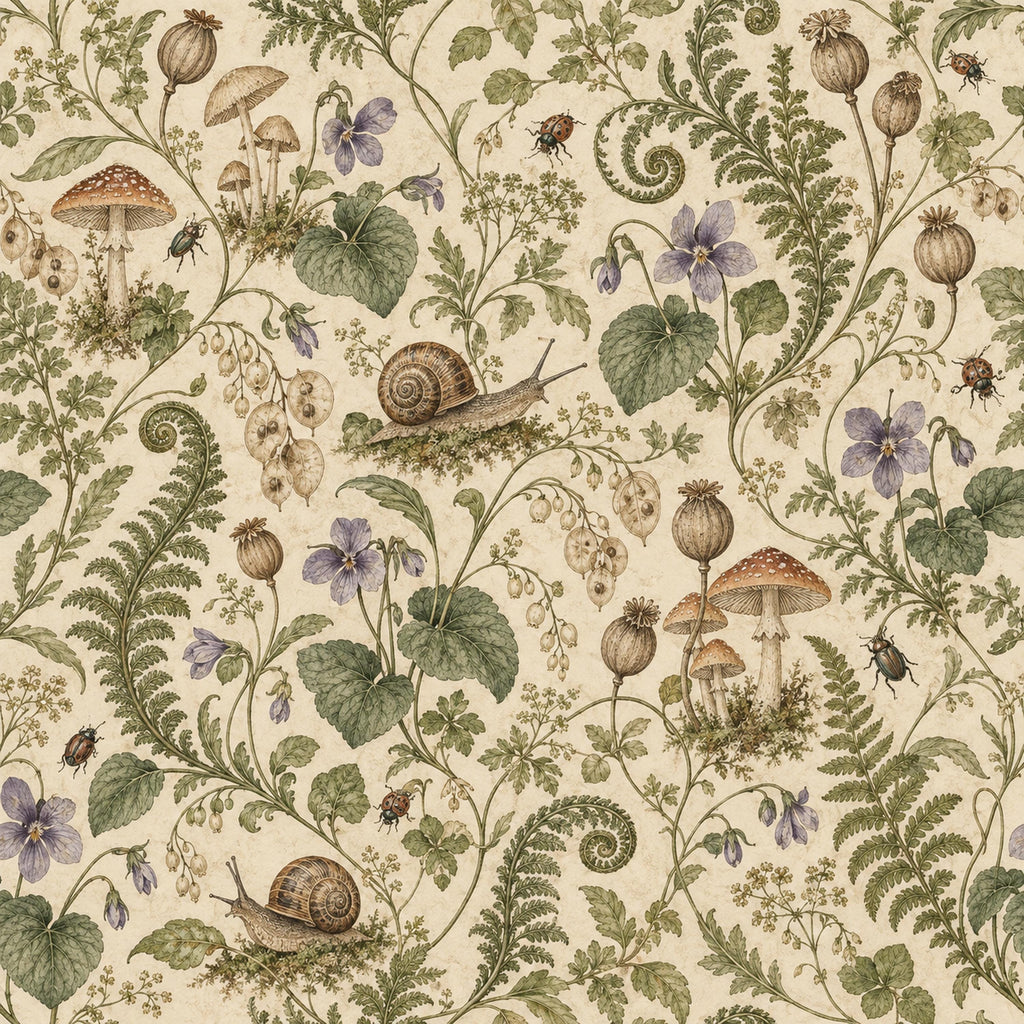 Snail Mushroom wallpaper — original printable botanical design