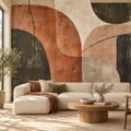 Terracotta Abstract: cover living room wallpaper mockup