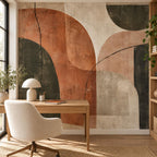 Terracotta Abstract: home office wallpaper mockup