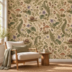 Snail Mushroom: reading nook wallpaper mockup