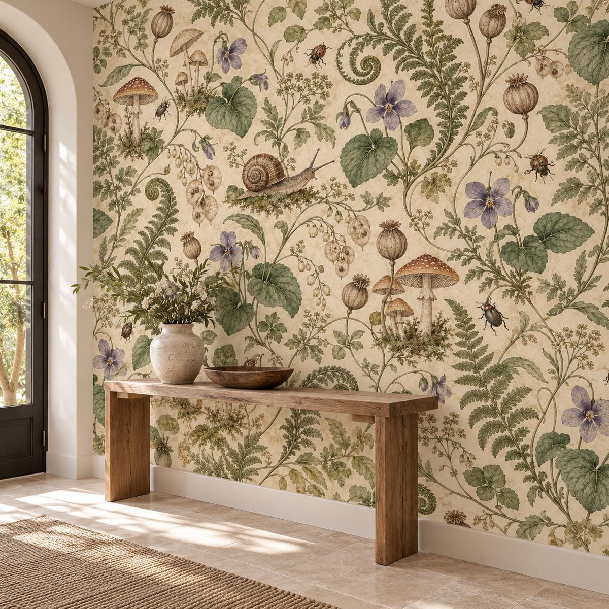 Snail Mushroom: entryway wallpaper mockup