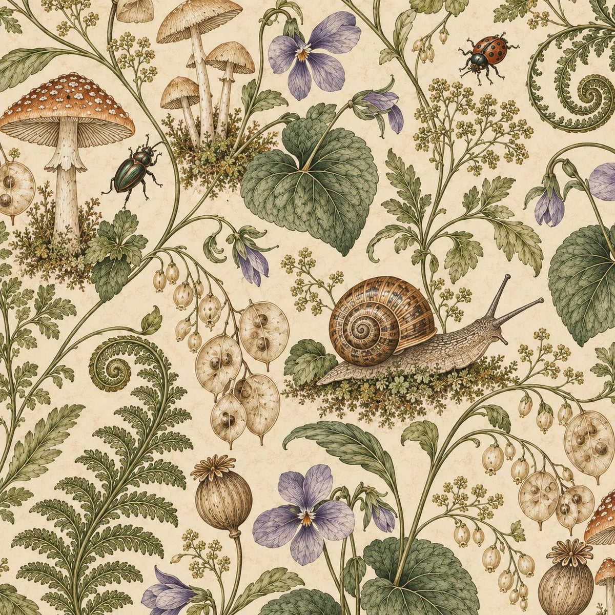 Snail Mushroom: design detail artwork close up
