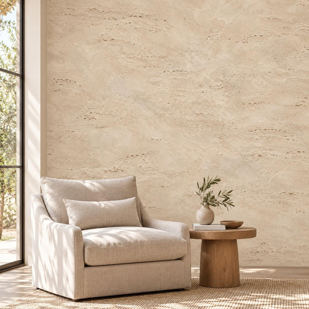 Travertine: reading nook wallpaper mockup