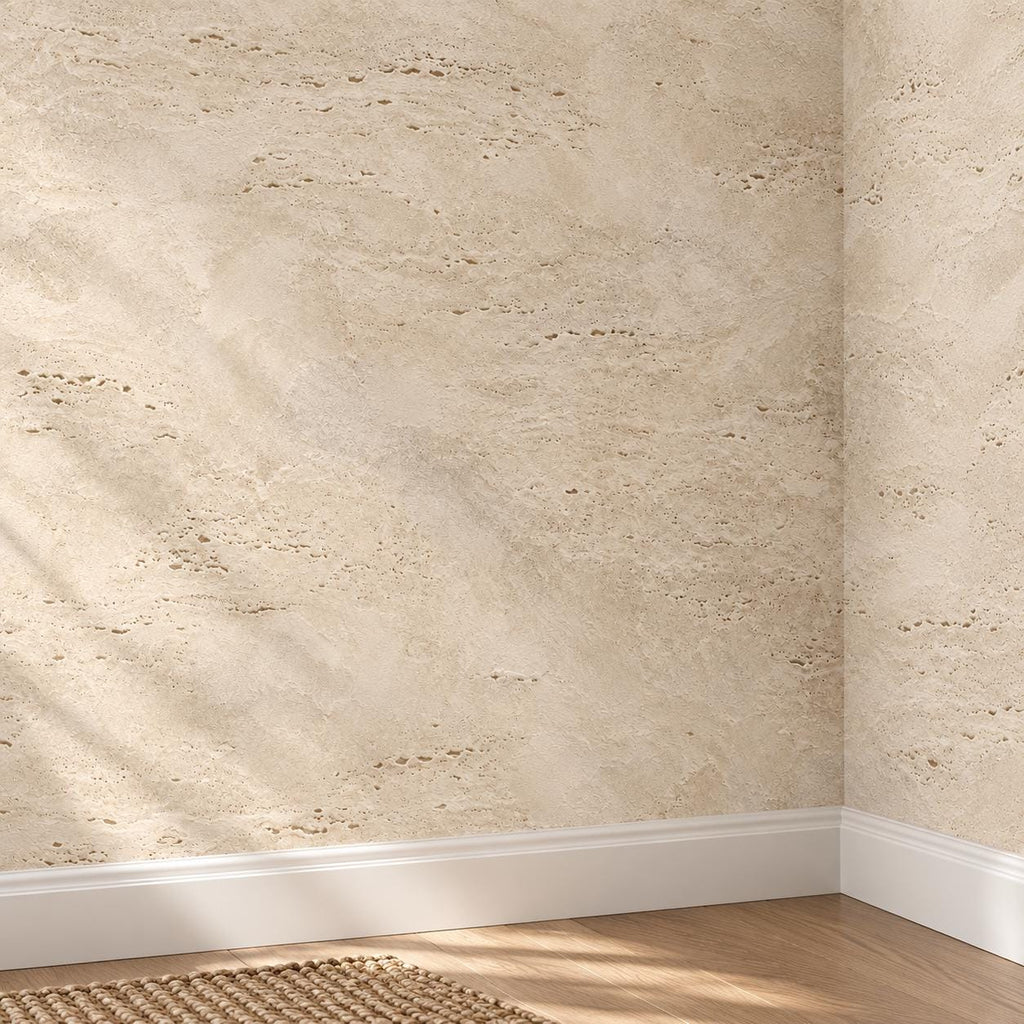 Travertine: installed wall detail wallpaper mockup
