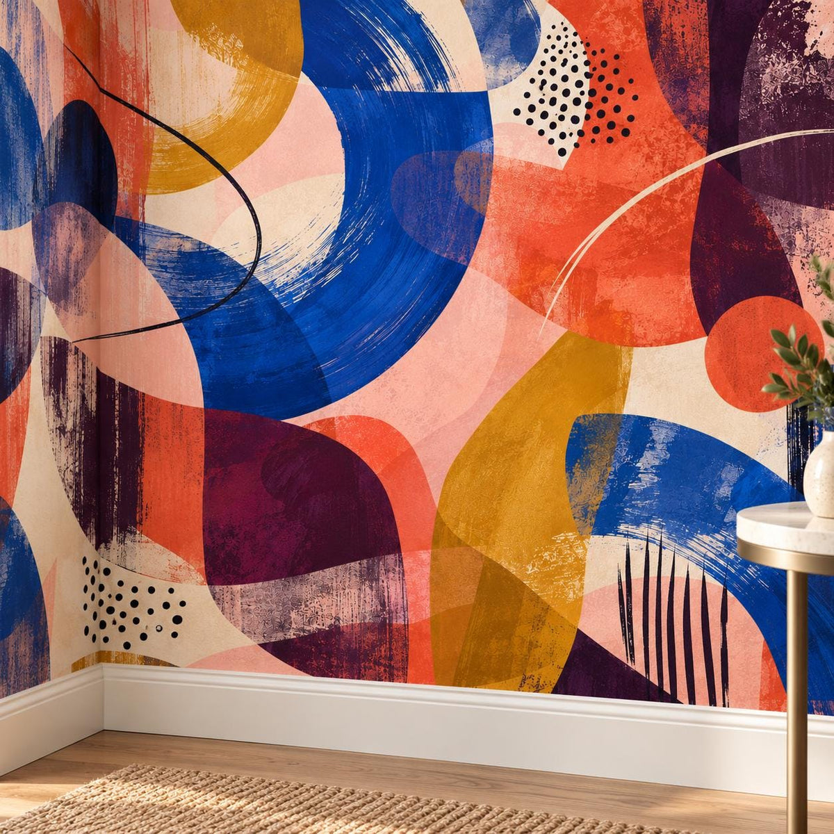 Colorful Abstract: installed wall detail wallpaper mockup