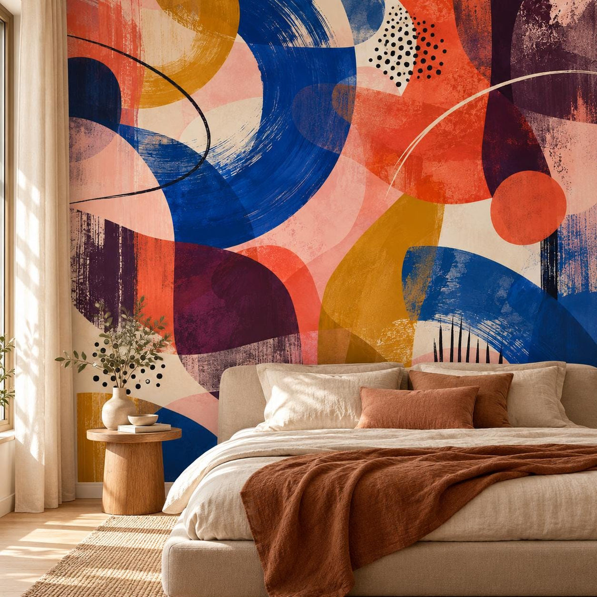 Colorful Abstract: guest room wallpaper mockup