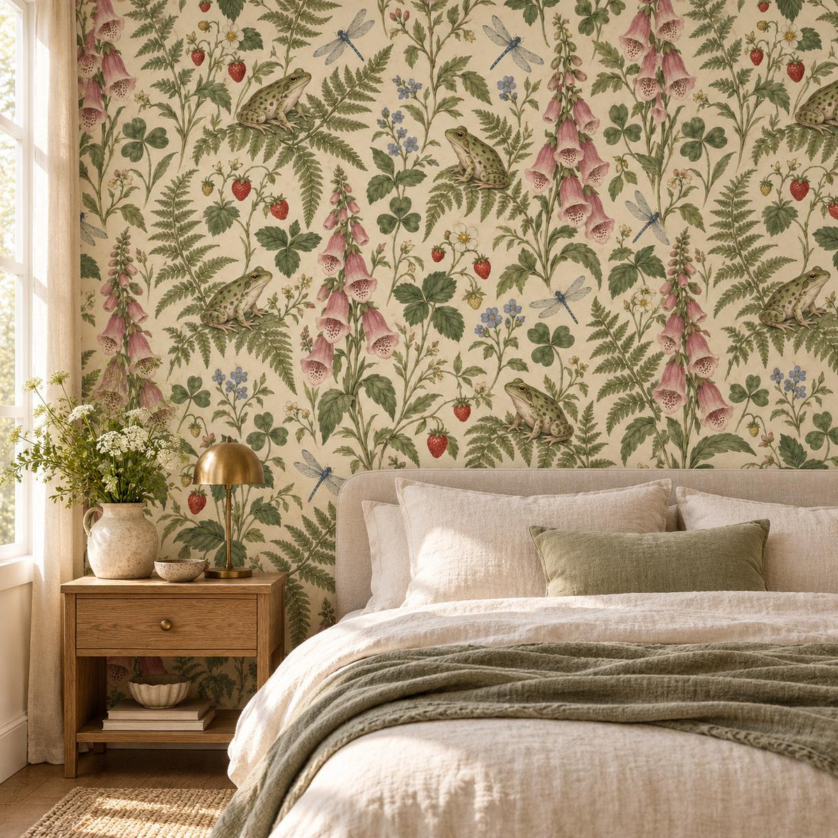 Sage Frog Wallpaper — bedroom