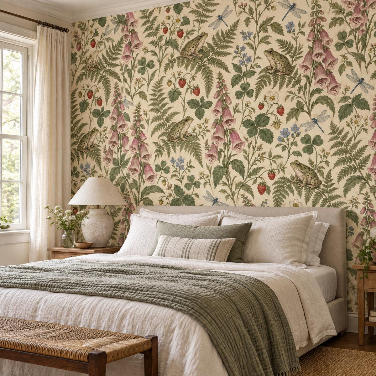 Sage Frog Wallpaper — guest room