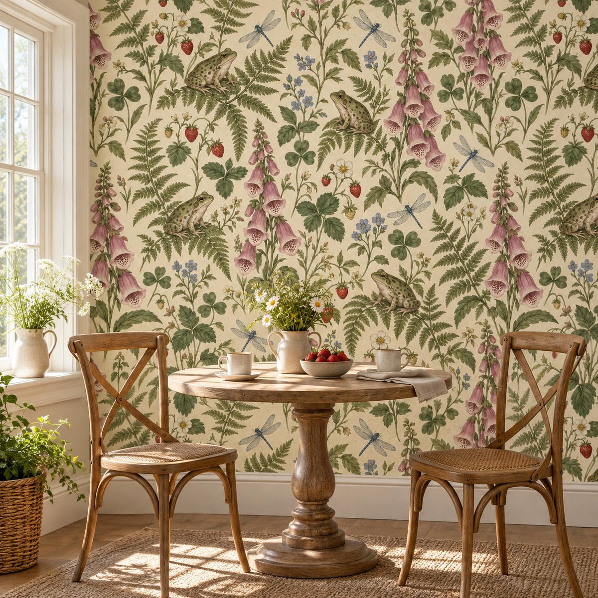 Sage Frog Wallpaper — breakfast nook
