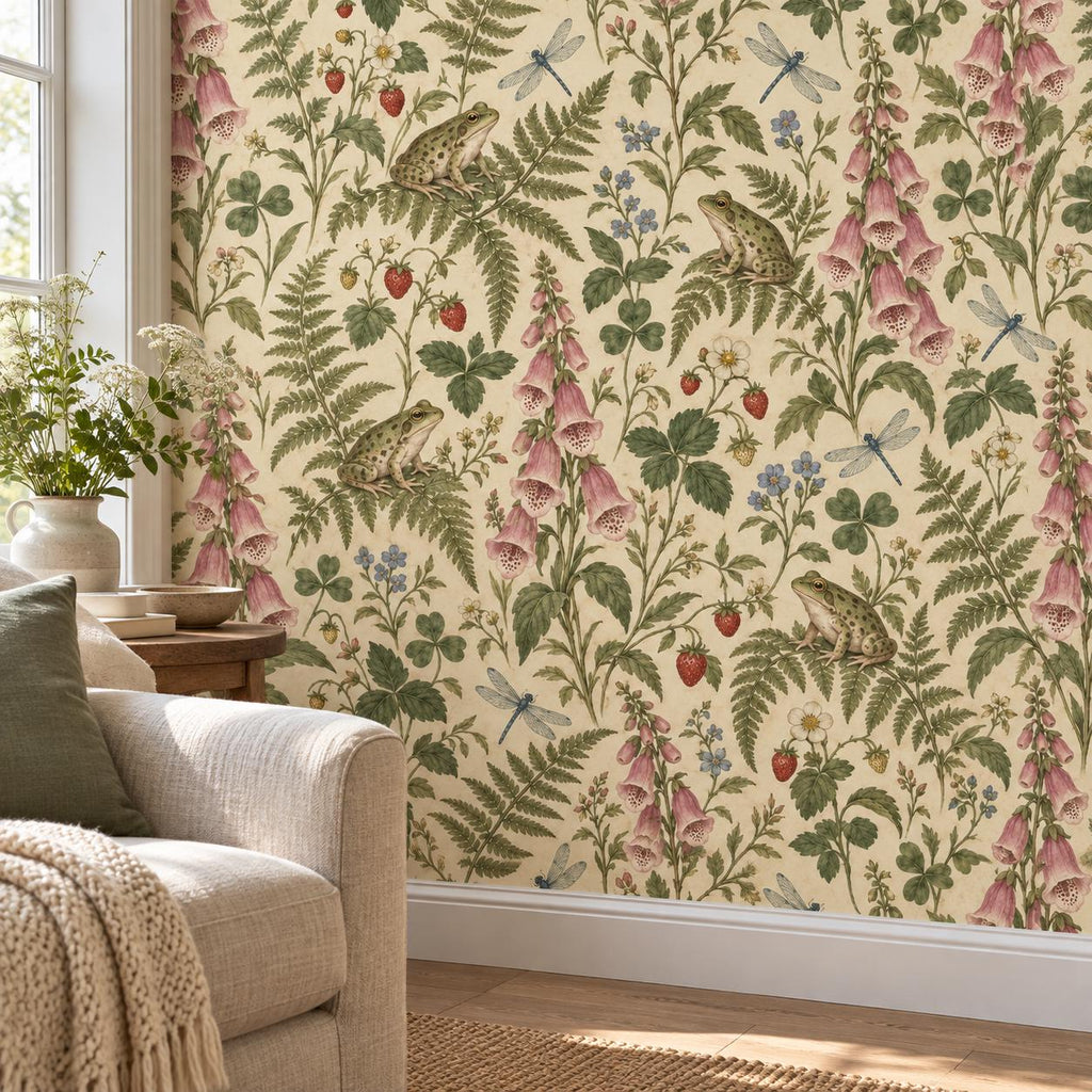 Sage Frog Wallpaper — wall detail