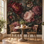 Moody Floral Wallpaper — breakfast nook