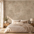 Mushroom Taupe Plaster Wallpaper — bedroom
