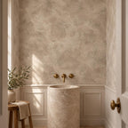 Mushroom Taupe Plaster Wallpaper — powder room