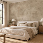 Mushroom Taupe Plaster Wallpaper — guest room