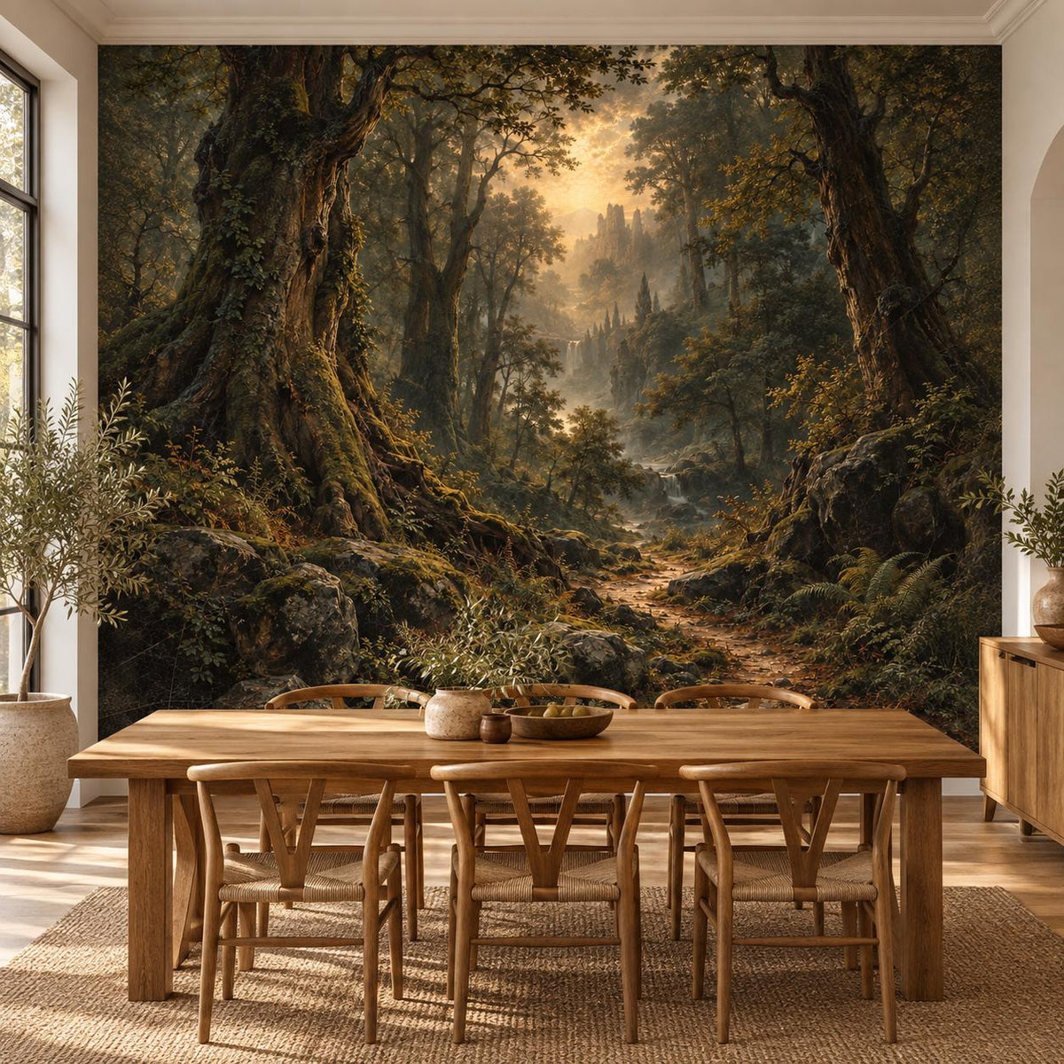 Dark Forest Wallpaper — dining room