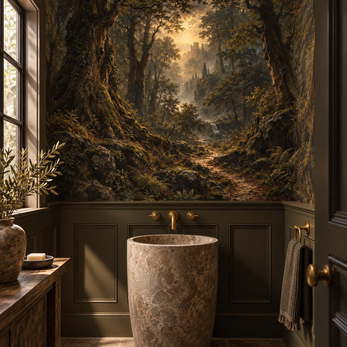 Dark Forest Wallpaper — powder room