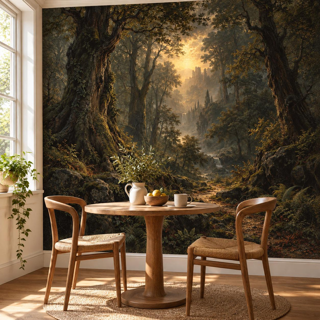 Dark Forest Wallpaper — breakfast nook
