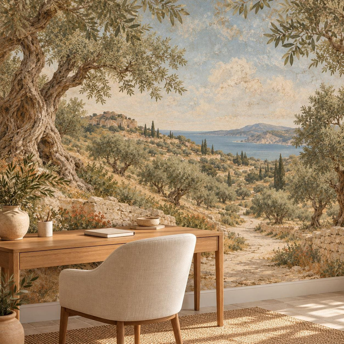Olive Grove Wallpaper — home office