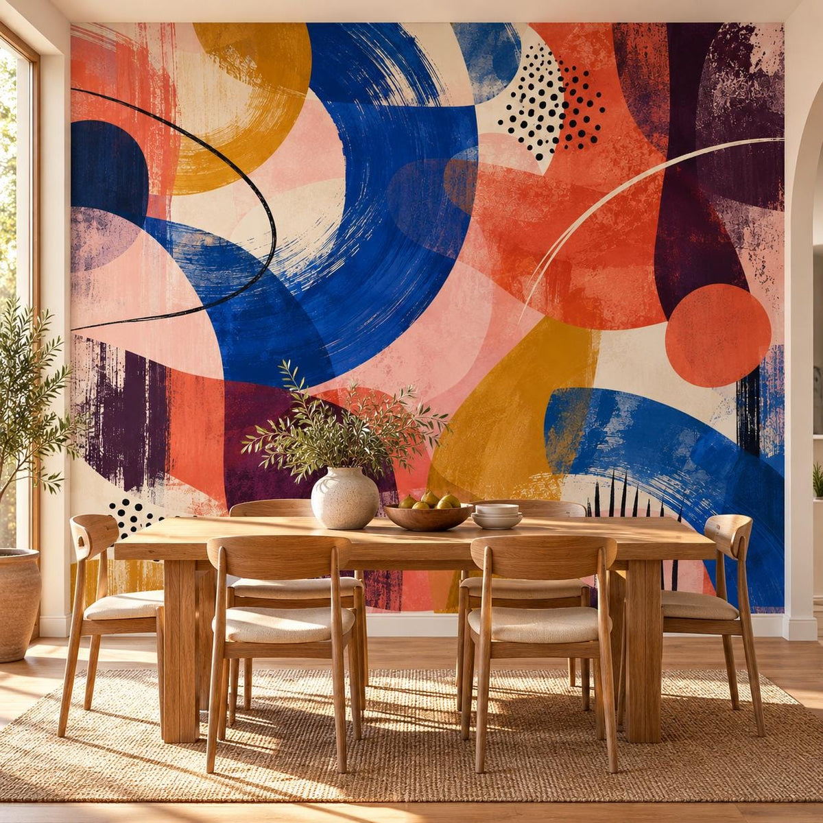 Colorful Abstract Wallpaper — dining room