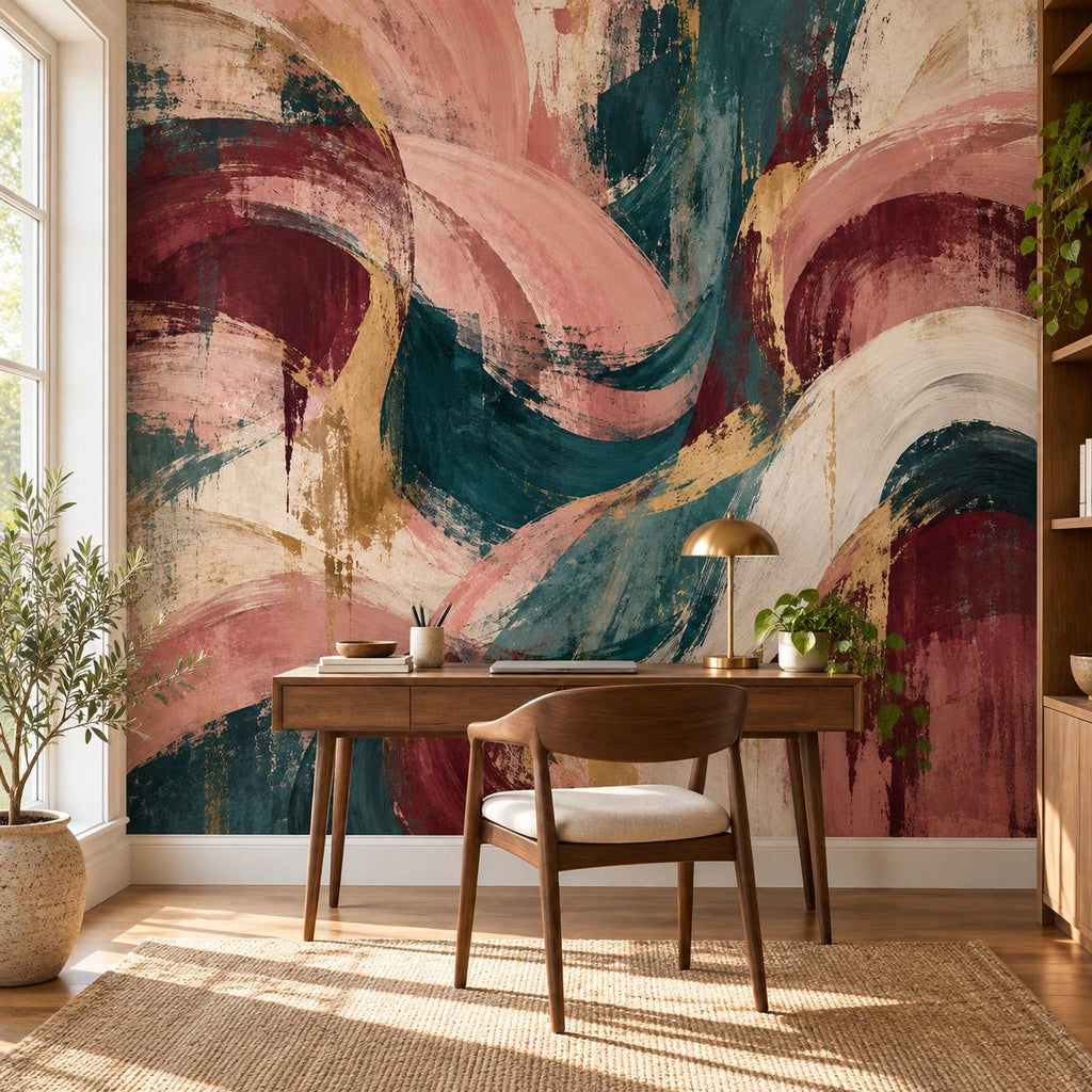 Abstract Maximalist Wallpaper — home office