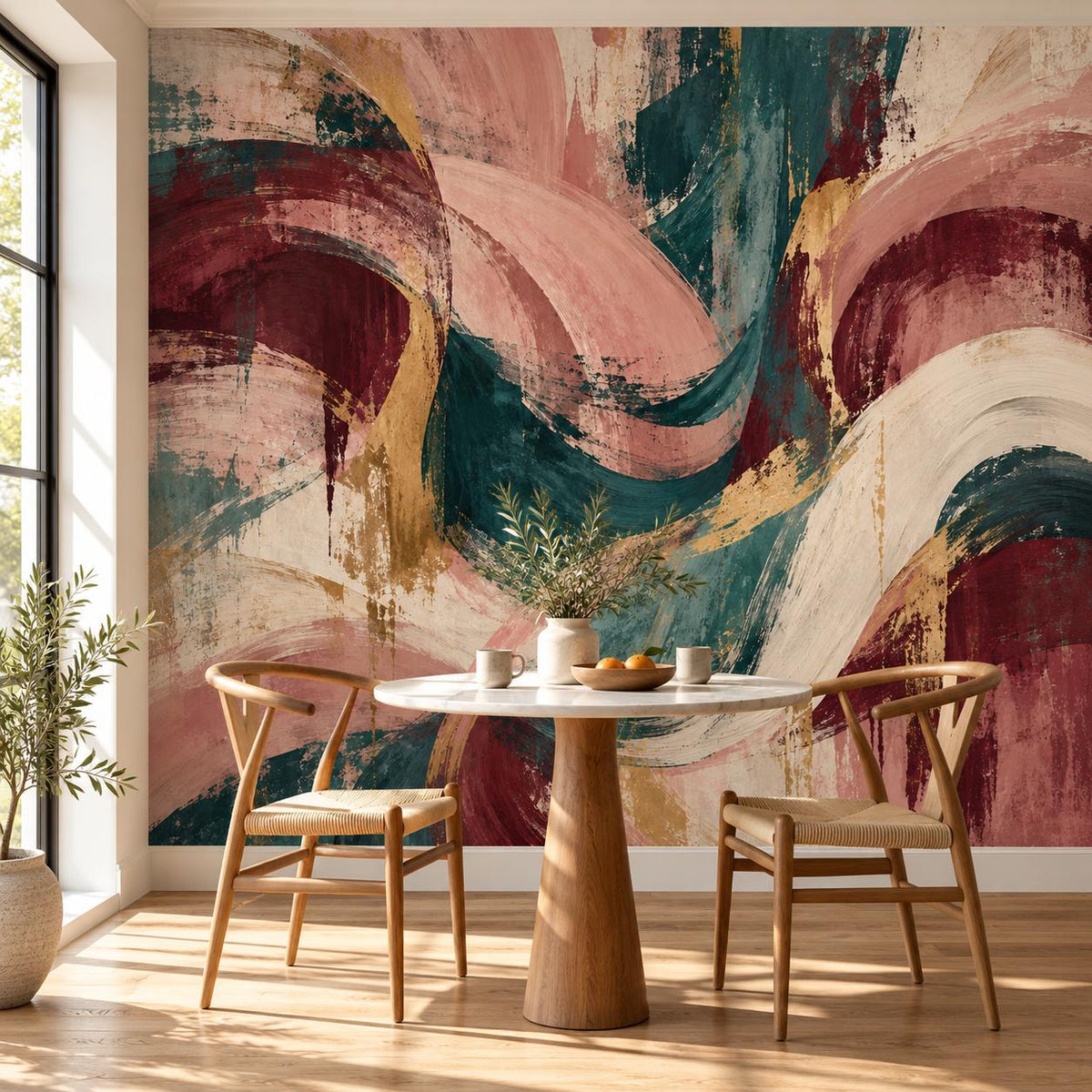 Abstract Maximalist Wallpaper — breakfast nook