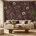 Deep Plum Floral Wallpaper — cover living room